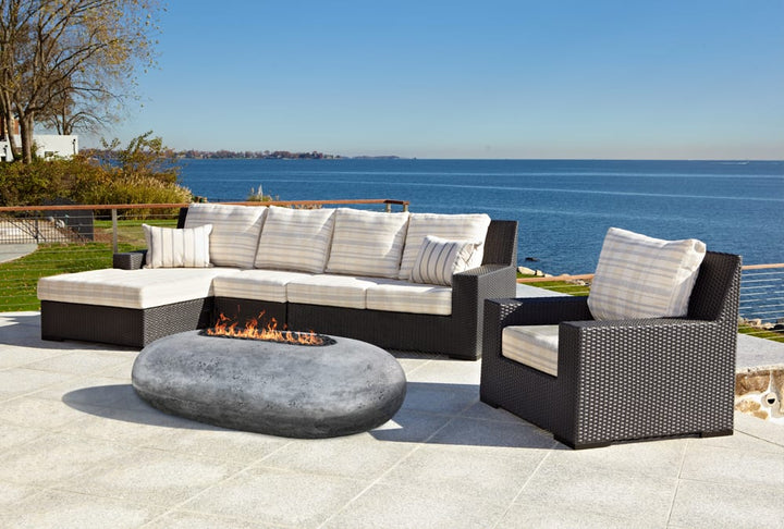 Pebble Fire Bowl 56" – 65,000 BTU Outdoor Gas Fire Pit in Hand-Crafted Pewter Finish