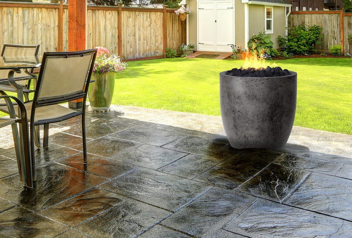Pentola 2 Fire Bowl – 24" Round Outdoor Gas Fire Pit with Pedestal Base