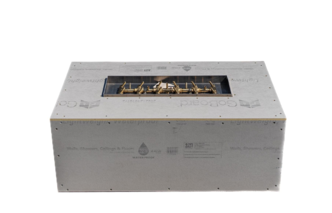 72" x 42" x 18" Rectangular Ready-to-Finish Fire Pit Kit with 40" Brass Burner