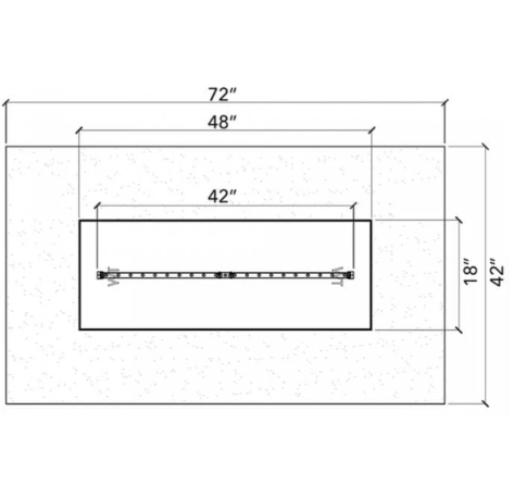72" x 42" x 18" Rectangular Ready-to-Finish Fire Pit Kit with 40" Brass Burner