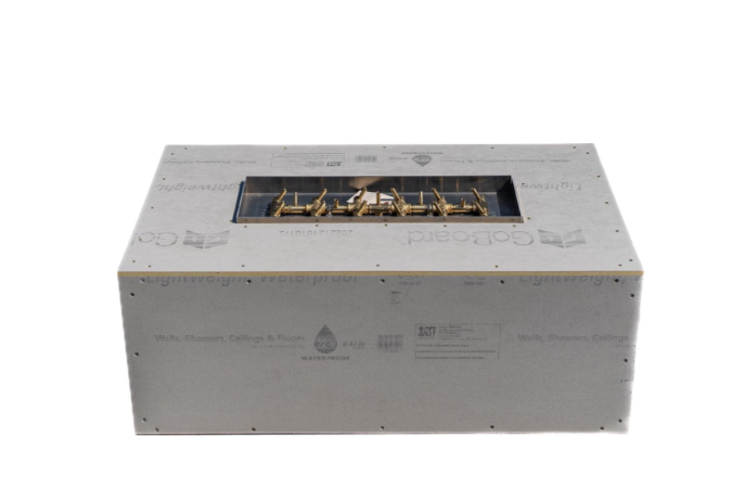 48" x 30" x 18" Rectangular Ready-to-Finish Tree-Style Fire Pit Kit with 22" Brass Burner