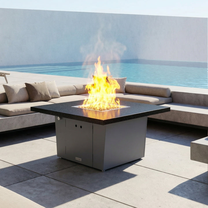 COOKE Parkway Fire Pit Table 48" x 48" x 21" x 3cm Stone Top Lg Pan