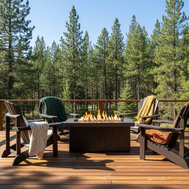 Outdoor Greatroom - Grey Key Largo Linear Gas Fire Pit Table