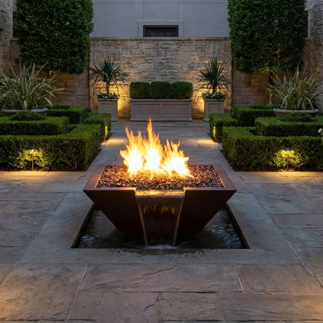 Geo Square Fire Water Bowl