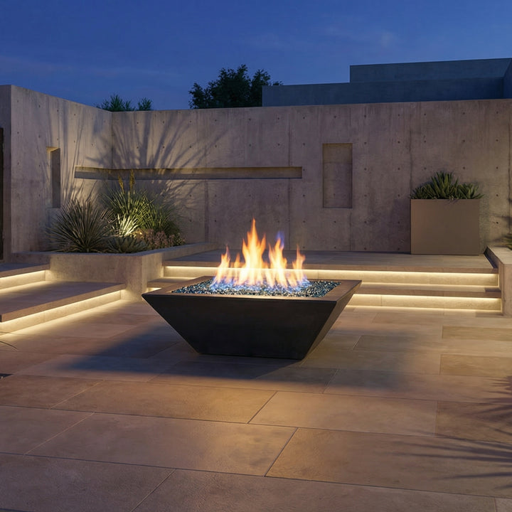 Geo Square Fire Bowl – Modern Outdoor Fire Feature with Bold Geometric Design