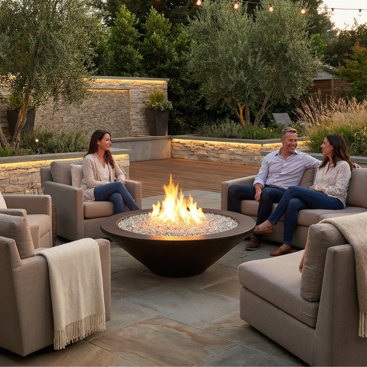 Archpot Geo Round Fire Bowl – Modern Outdoor Fire Feature