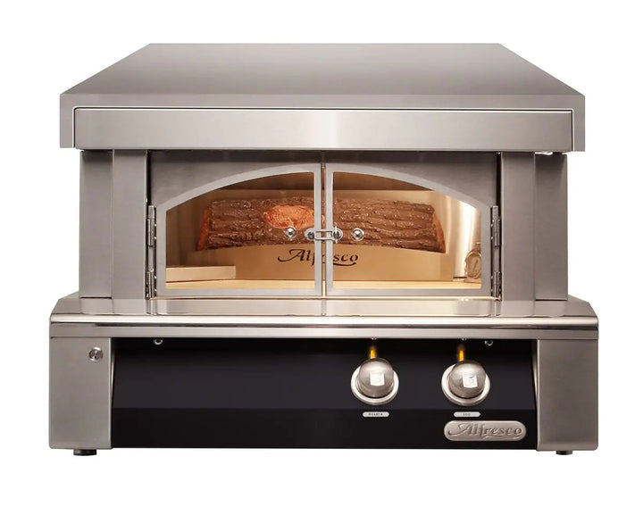 Alfresco 30-Inch Built-In Propane Outdoor Pizza Oven Plus - Jet Black-Gloss