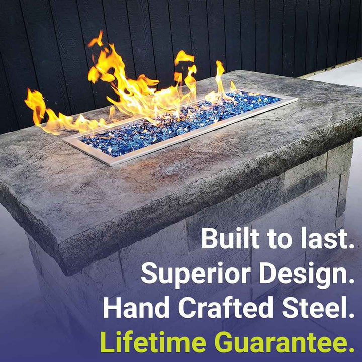 American Fire Glass 18" x 6" Stainless Steel Rectangular Drop-In Fire Pit Pan