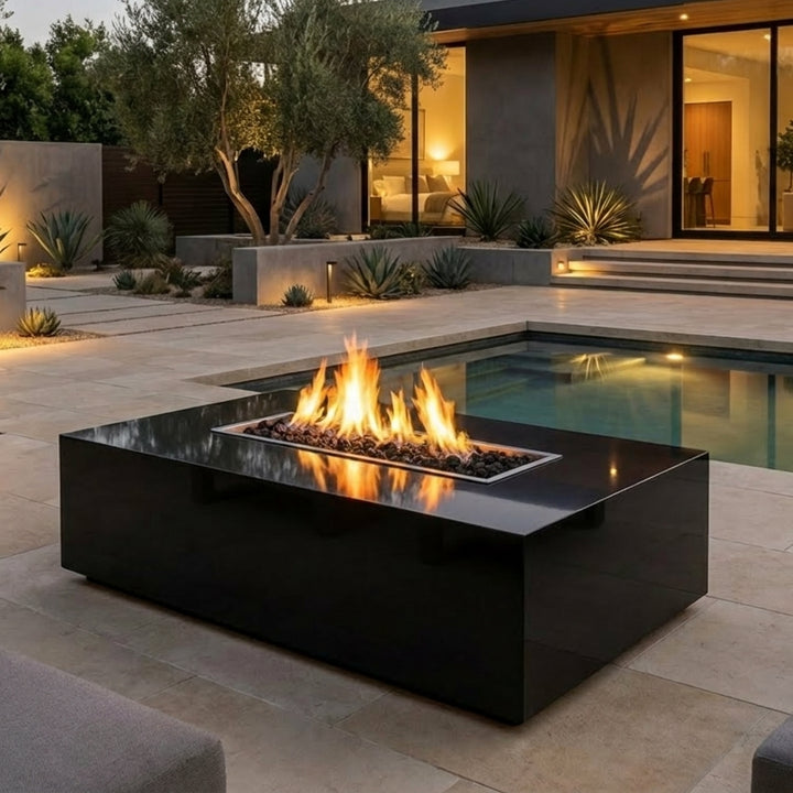COOKE Famosa Fire Pit Table 60" x 36" x 18" - Stone Top