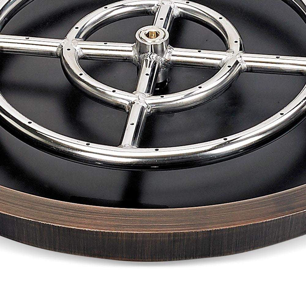 American Fire Glass Round Oil Rubbed Bronze Drop-in Pan with Burner - OB-RSP-19-ASBL
