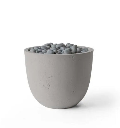 ELEMENT Compact Round Outdoor Fire Feature, 20.5" Concrete Fire Pit, 65K–90K BTU, Modern Patio Accent