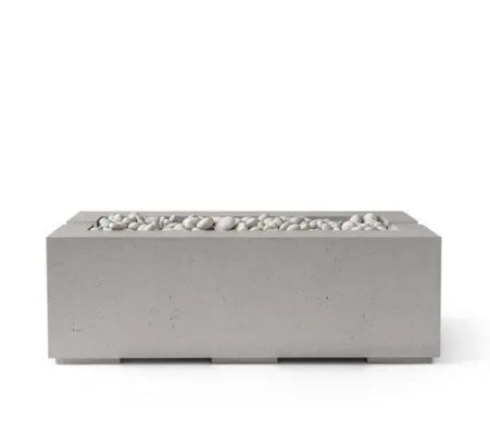 AVERA 48 Rectangular Outdoor Fire Feature, 48" Concrete Gas Fire Pit, Modern Patio Fire Pit