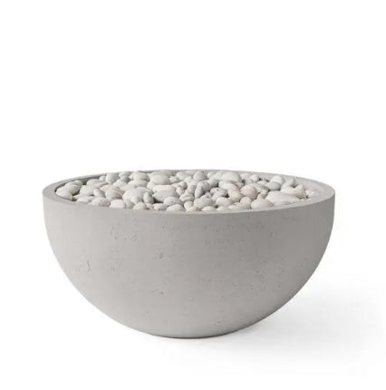 SERENADE 32 Round Bowl Outdoor Fire Pit, 32in Concrete Gas Fire Feature