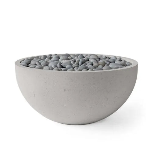 SERENADE 40 Round Bowl Outdoor Fire Pit, 40in Concrete Gas Fire Feature