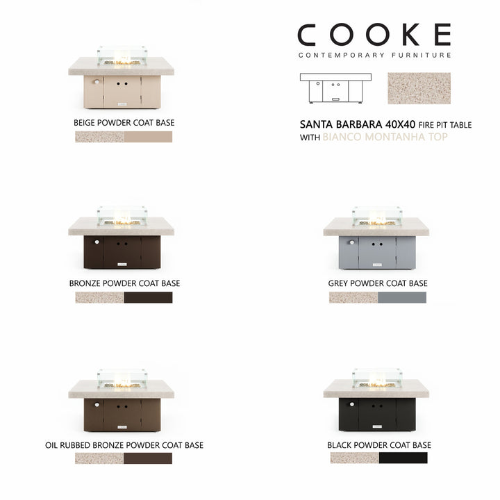COOKE Santa Barbara Fire Pit Table 40" x 40" x 17" - Stone Top