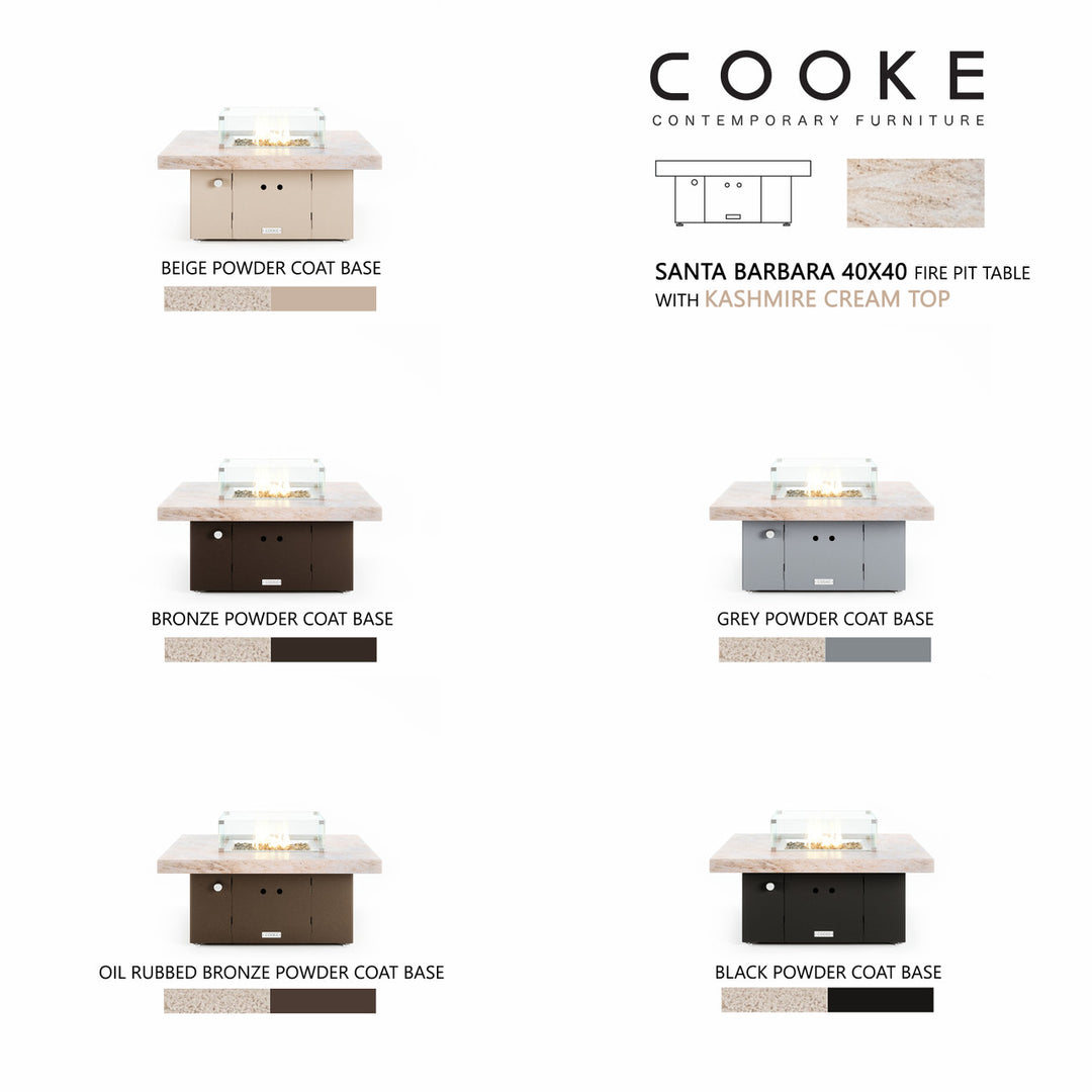 COOKE Santa Barbara Fire Pit Table 40" x 40" x 17" - Stone Top