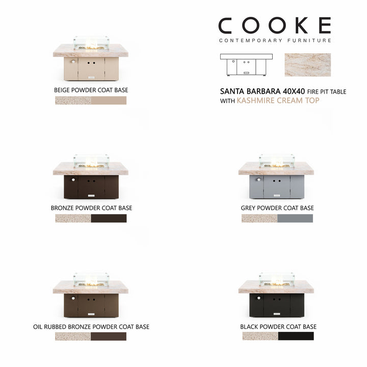 COOKE Santa Barbara Fire Pit Table 40" x 40" x 17" - Stone Top