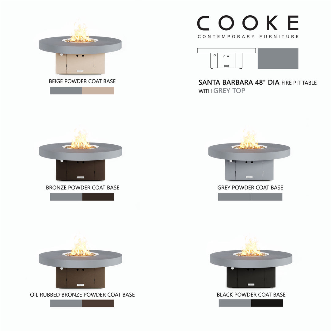 COOKE Santa Barbara Fire Pit Table 48" Diameter x 17" - Aluminum Top