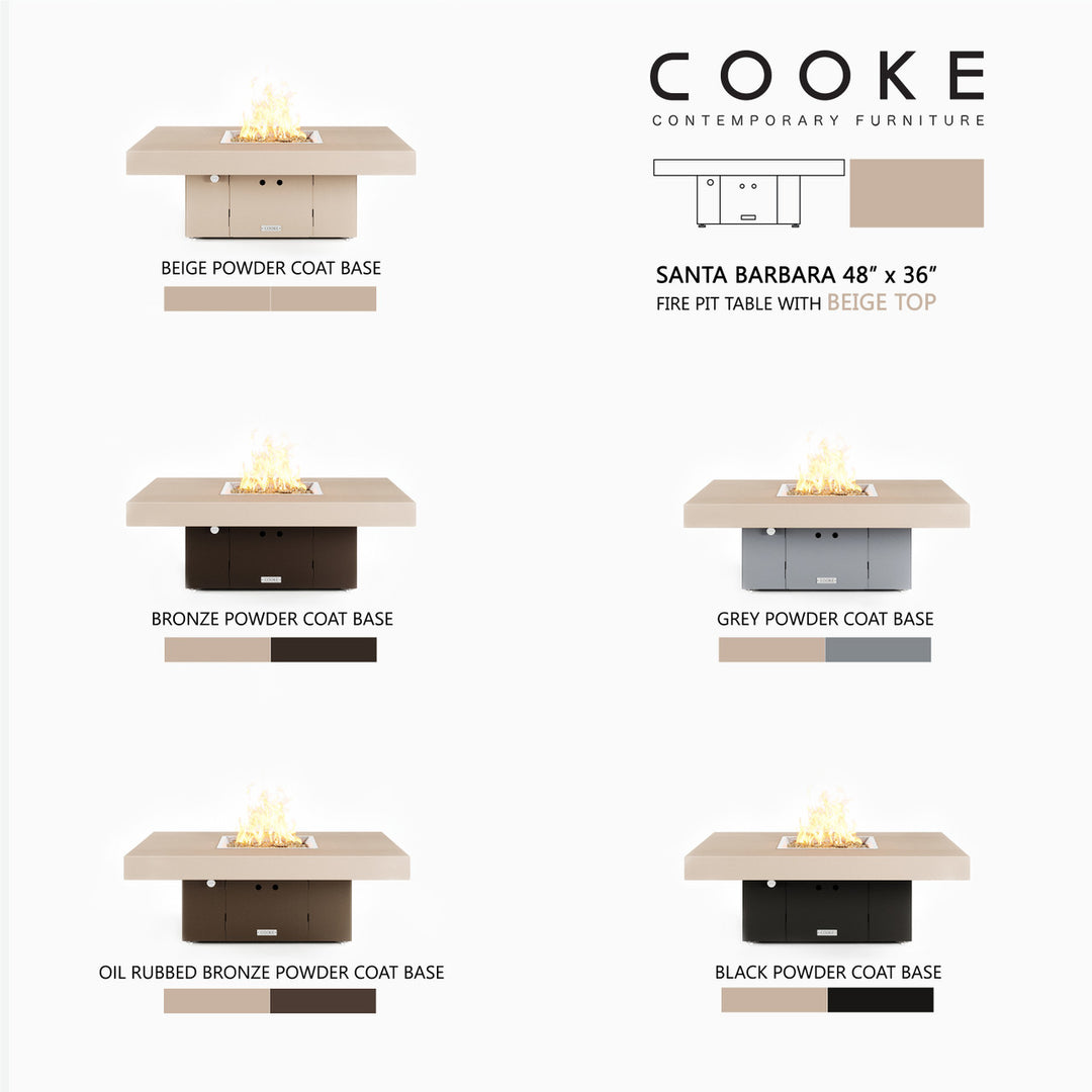 COOKE Santa Barbara Fire Pit Table 48" x 36" x 17" - Aluminum Top
