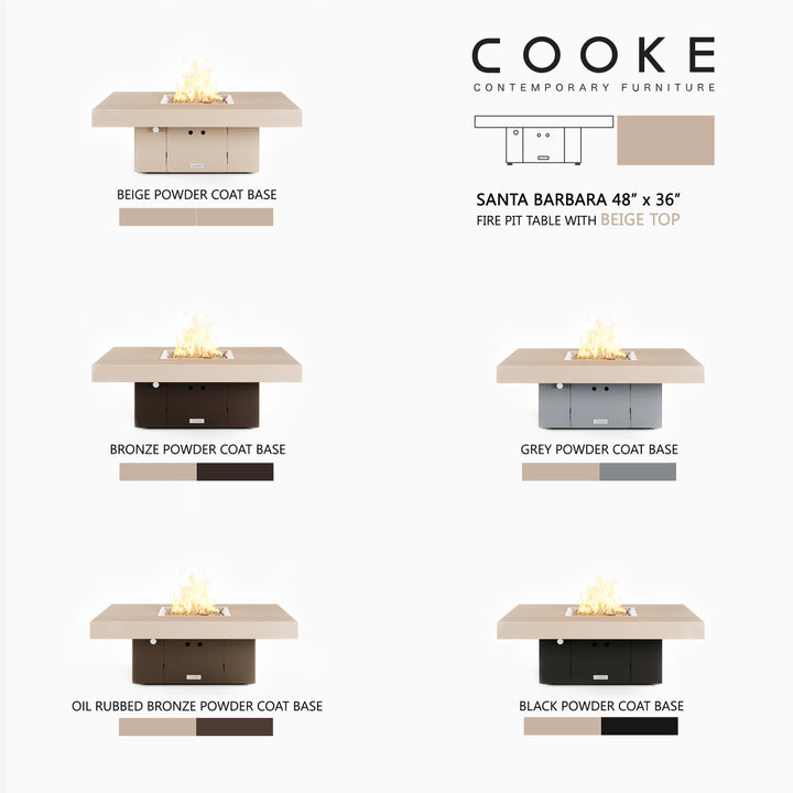 COOKE Santa Barbara Fire Pit Table 48" x 36" x 17" - Aluminum Top