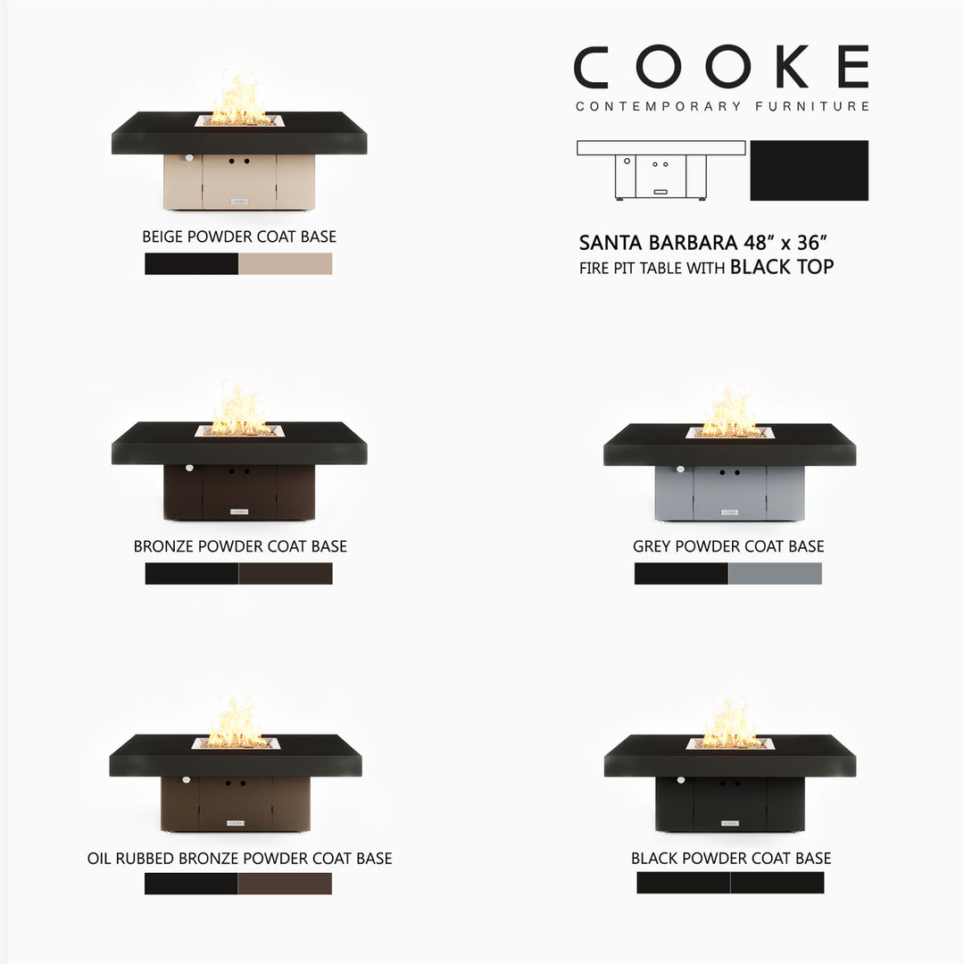 COOKE Santa Barbara Fire Pit Table 48" x 36" x 17" - Aluminum Top