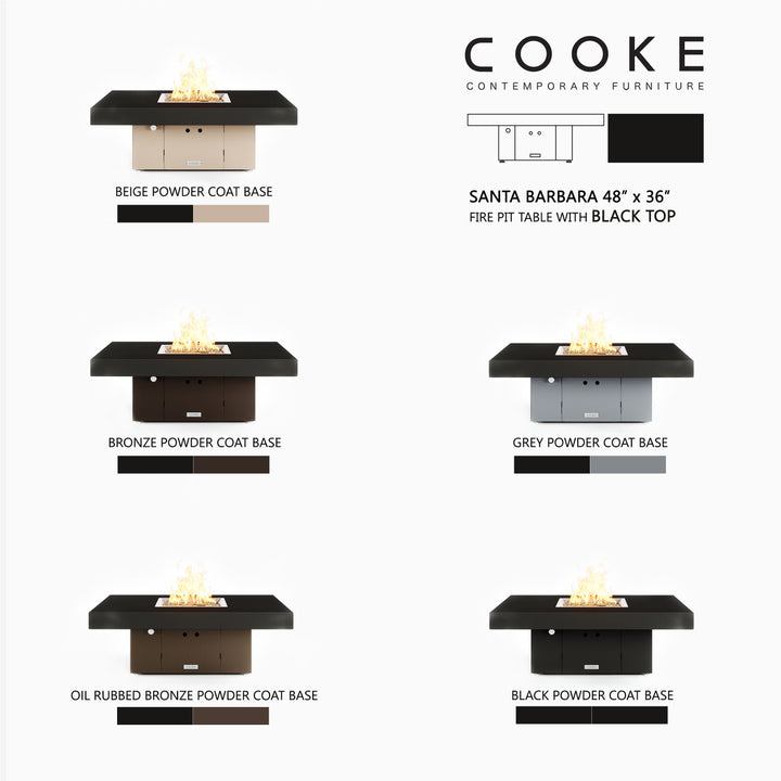 COOKE Santa Barbara Fire Pit Table 48" x 36" x 17" - Aluminum Top