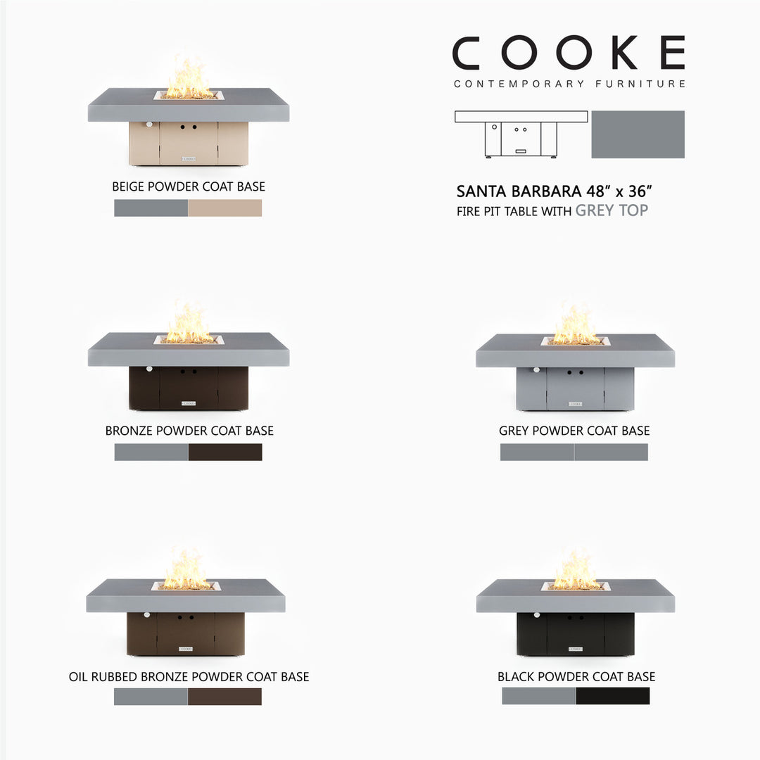 COOKE Santa Barbara Fire Pit Table 48" x 36" x 17" - Aluminum Top