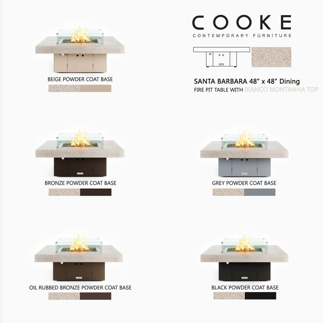 COOKE Santa Barbara Fire Pit Table 48'' x 48" x 17" - Stone Top