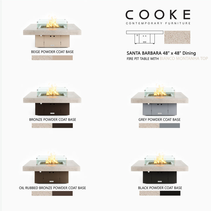 COOKE Santa Barbara Fire Pit Table 48" x 48" x 21" - Stone Top