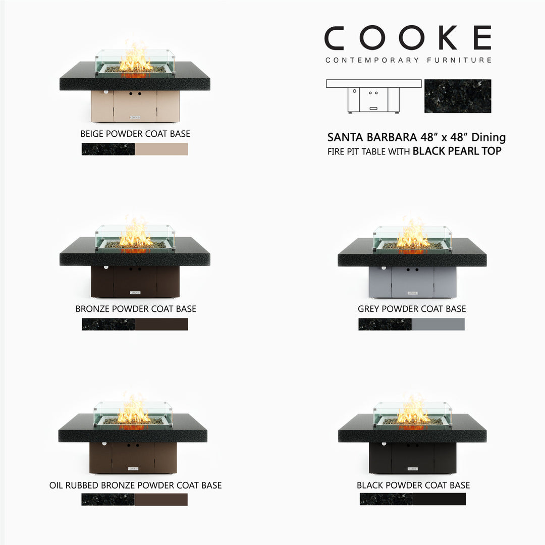 COOKE Santa Barbara Fire Pit Table 48" x 48" x 17" - Stone Top - XL Pan