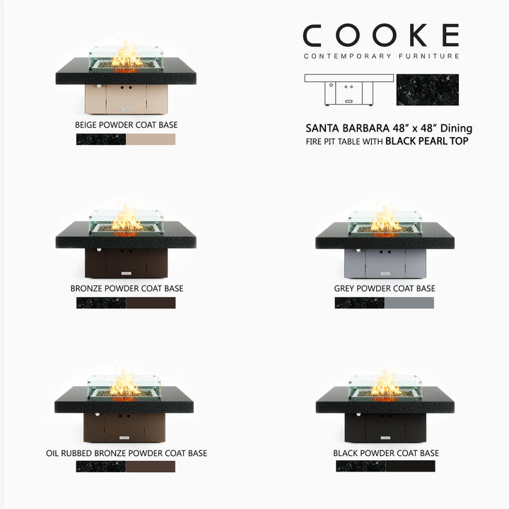COOKE Santa Barbara Fire Pit Table 48" x 48" x 17" - Stone Top - XL Pan