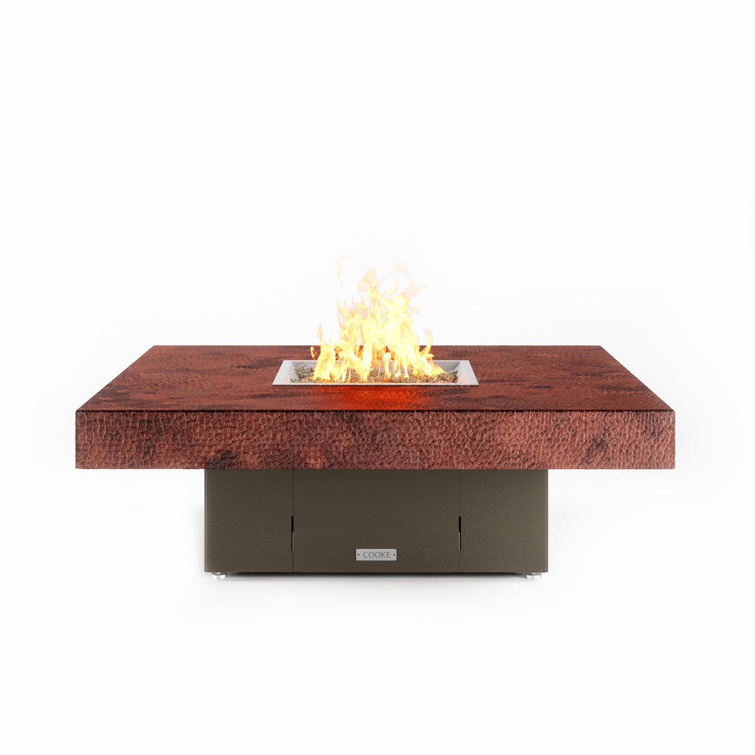 COOKE Santa Barbara Fire Pit Table 48" x 48" x 17" - Hammered Copper Top