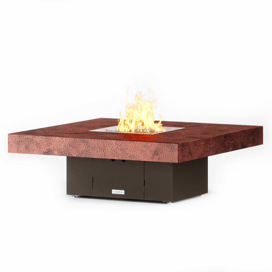 COOKE Santa Barbara Fire Pit Table 48" x 48" x 17" - Hammered Copper Top