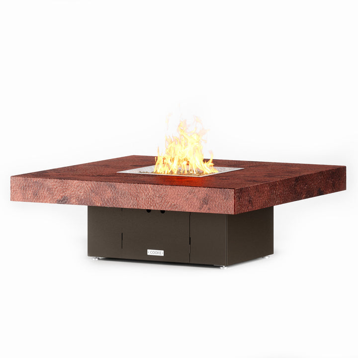 COOKE Santa Barbara Fire Pit Table 48" x 48" x 17" - Hammered Copper Top
