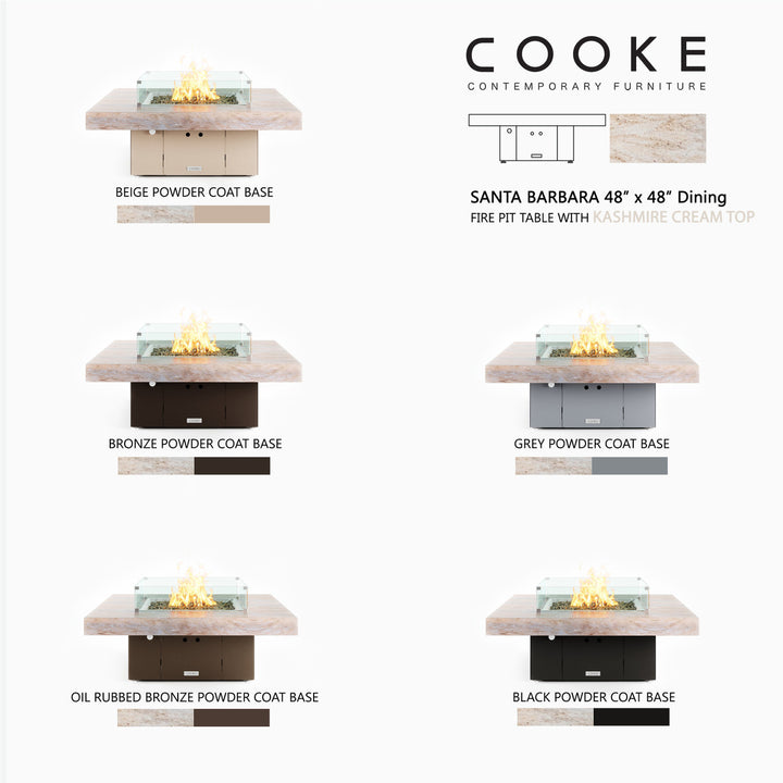 COOKE Santa Barbara Fire Pit Table 48" x 48" x 21" - Stone Top