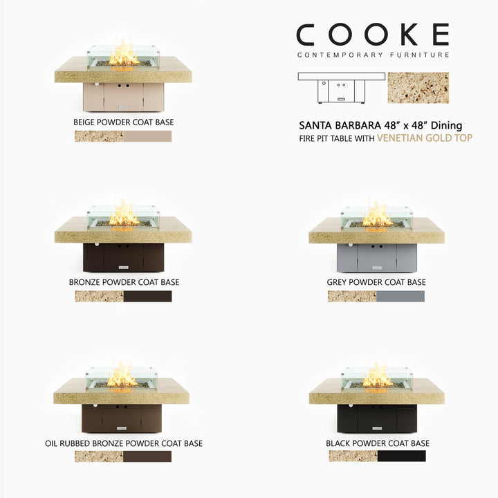 COOKE Santa Barbara Fire Pit Table 48" x 48" x 21" - Stone Top