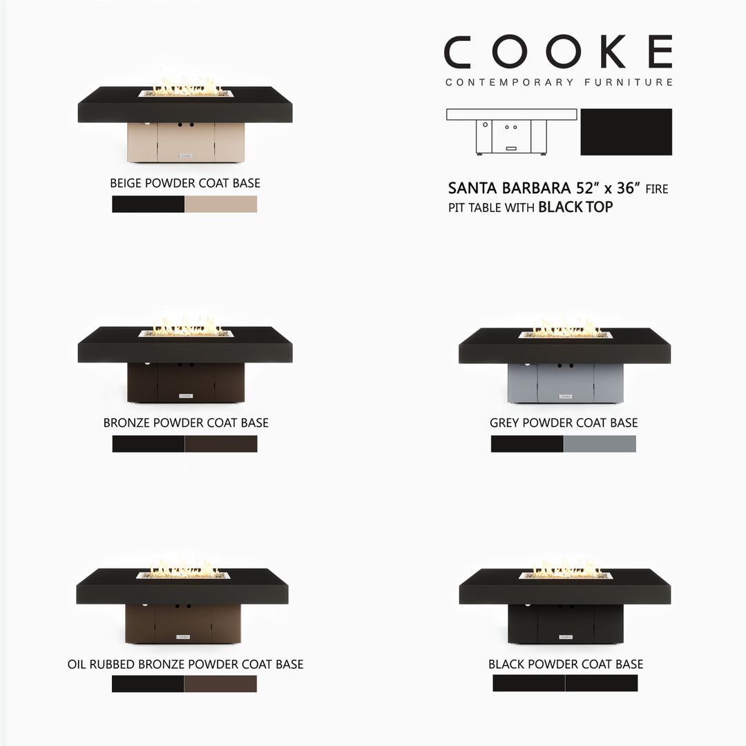 COOKE Santa Barbara Fire Pit Table 52" x 36" x 17" - Aluminum Top