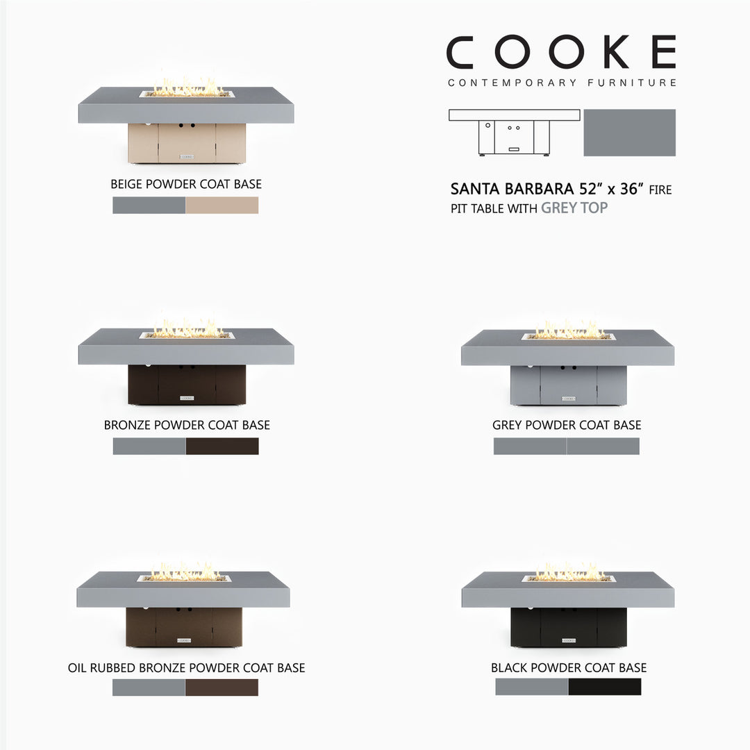 COOKE Santa Barbara Fire Pit Table 52" x 36" x 17" - Aluminum Top