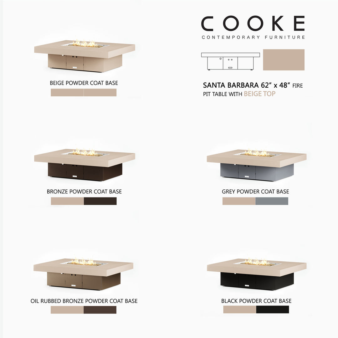 COOKE Santa Barbara Fire Pit Table 62" x 48" x 17" - Aluminum Top