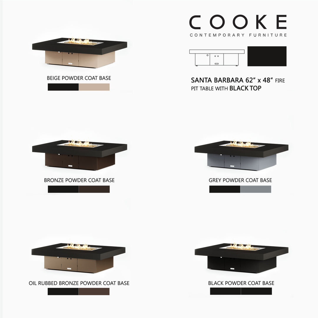 COOKE Santa Barbara Fire Pit Table 62" x 48" x 17" - Aluminum Top