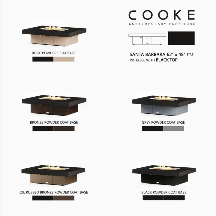 COOKE Santa Barbara Fire Pit Table 62" x 48" x 17" - Aluminum Top