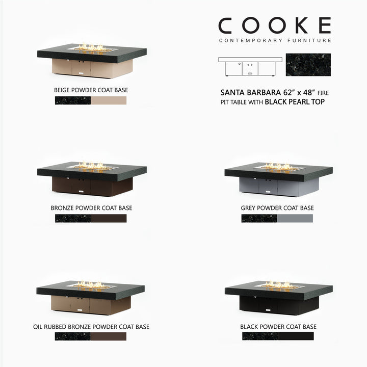 COOKE Santa Barbara Fire Pit Table 62" x 48" x 17" - Stone Top