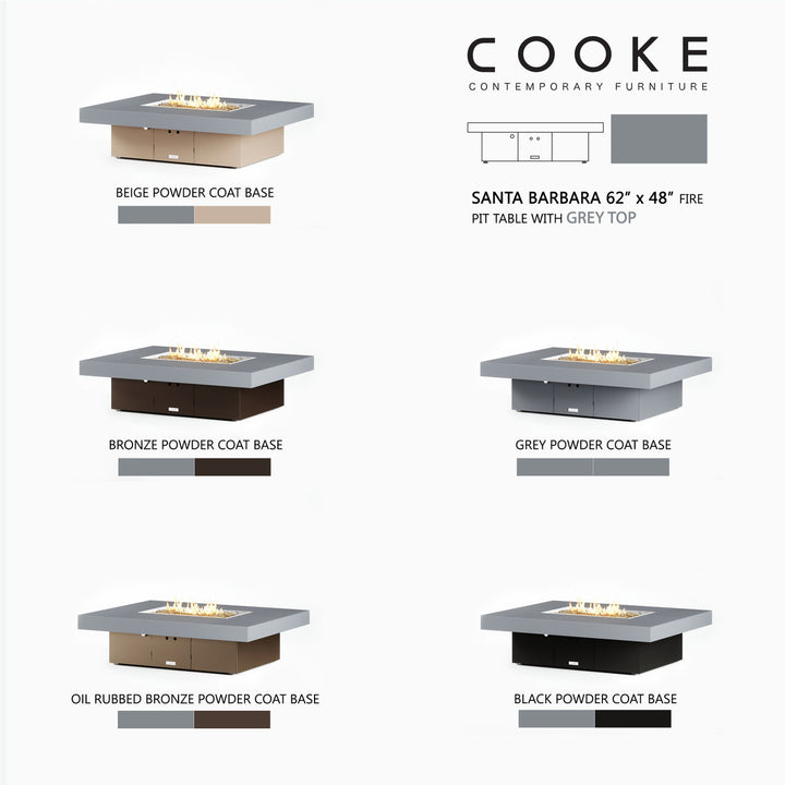COOKE Santa Barbara Fire Pit Table 62" x 48" x 17" - Aluminum Top