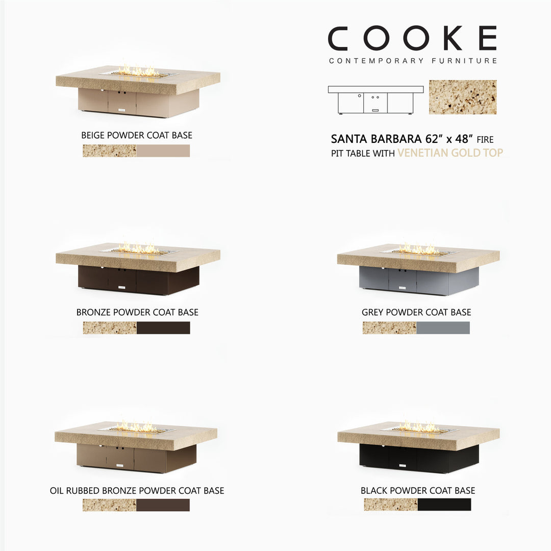 COOKE Santa Barbara Fire Pit Table 62" x 48" x 17" - Stone Top