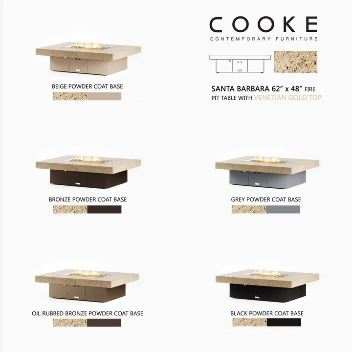 COOKE Santa Barbara Fire Pit Table 62" x 48" x 17" - Stone Top