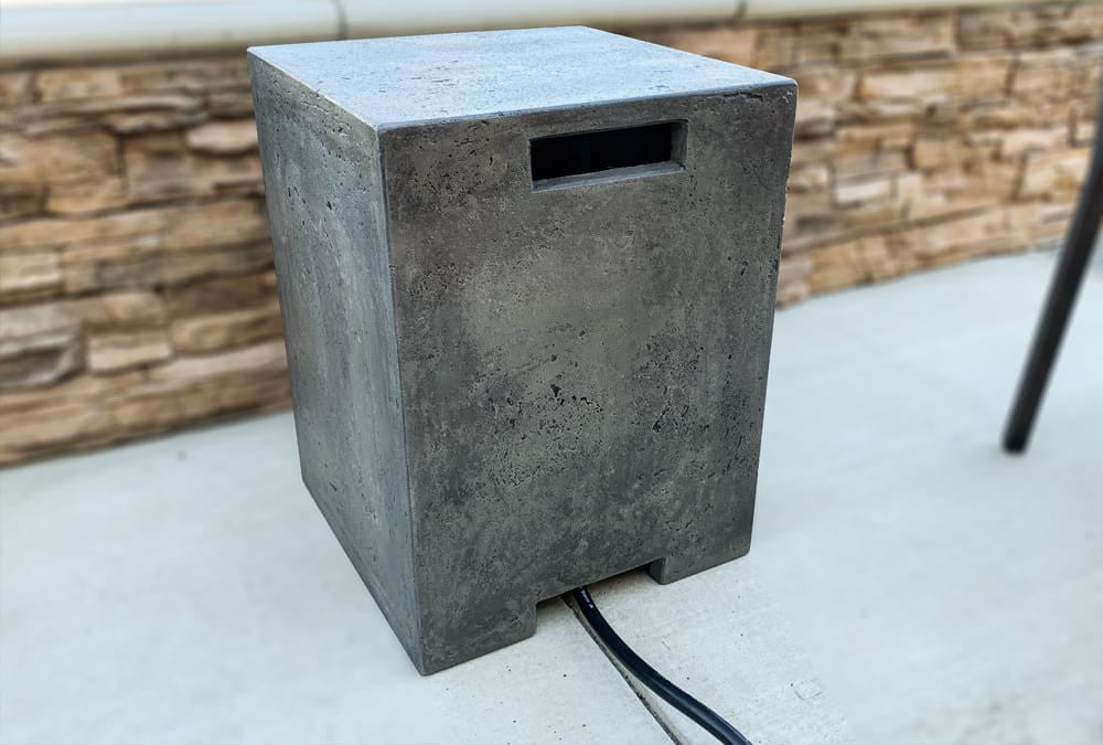 Sausalito 16" Propane Tank Cover & Outdoor Side Table – Handcrafted Pewter Finish