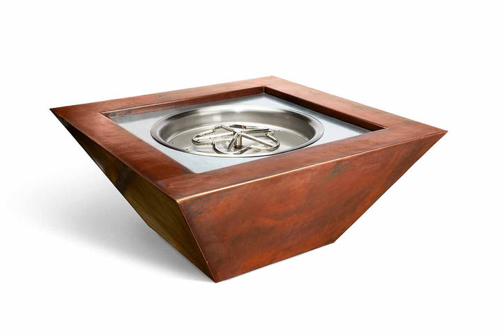 36 inch Sierra Square Copper Gas Fire Bowl Package By HPC