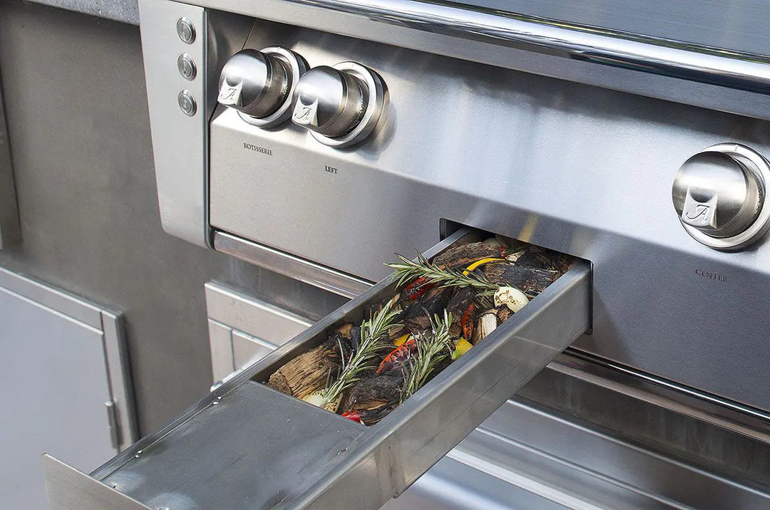 Alfresco 56'' Sear Zone Grill On Refrigerated Base Dbl Side Burner - Signal Grey-Gloss