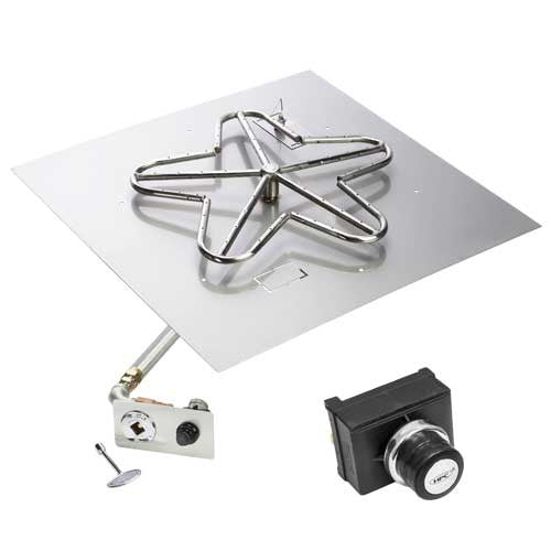 HPC 36" Square Flat Pan Electronic Ignition Fire Pit Insert 36FSSEI-SQ
