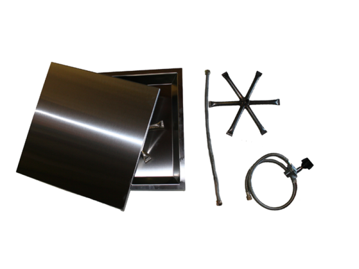 COOKE 17" x 17" Square Fire Pit Kit w/ Swimming Pool Certified AWEIS and Optional Lid
